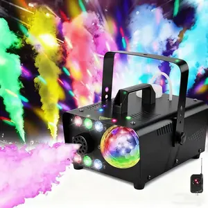 Fog Machine, Smoke Machine with Disco Ball Light and LED RGB Lights, 3000 CFM Spray with Auto Spray Function, Great for Halloween, Christmas, Wedding, Stage Performance and Parties