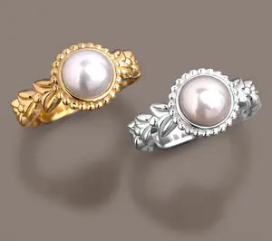 Christian James by Scott Grimes 14K Gold Clad 8mm Freshwater Pearl Ring