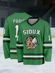 Men's No. 11 Zach Parise University Fighting Sioux Green Hockey Jersey Athletic Shirt Athletic Fashion Activewear Comfortable, breathable, and quick-drying, perfect for athletic training. An ideal gift choice.
