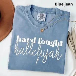 Comfort Colors Vintage Hard Fought Hallelujah T-shirt, Religious T-shirt, Christian T-shirt, Bible Verse Tee, Trendy Outfits, Gift For Her - SoftHype Apparel