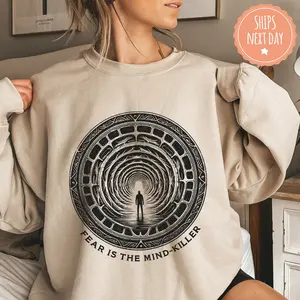 Dune Fear Is The Mind Killer Sweatshirt - Dune Arrakis Crewneck - Dune Sandworm Hoodie - Dune Book Sweater - Dune Fan Gift Cotton Crewneck Sweater Womenswear Tops Women Lady