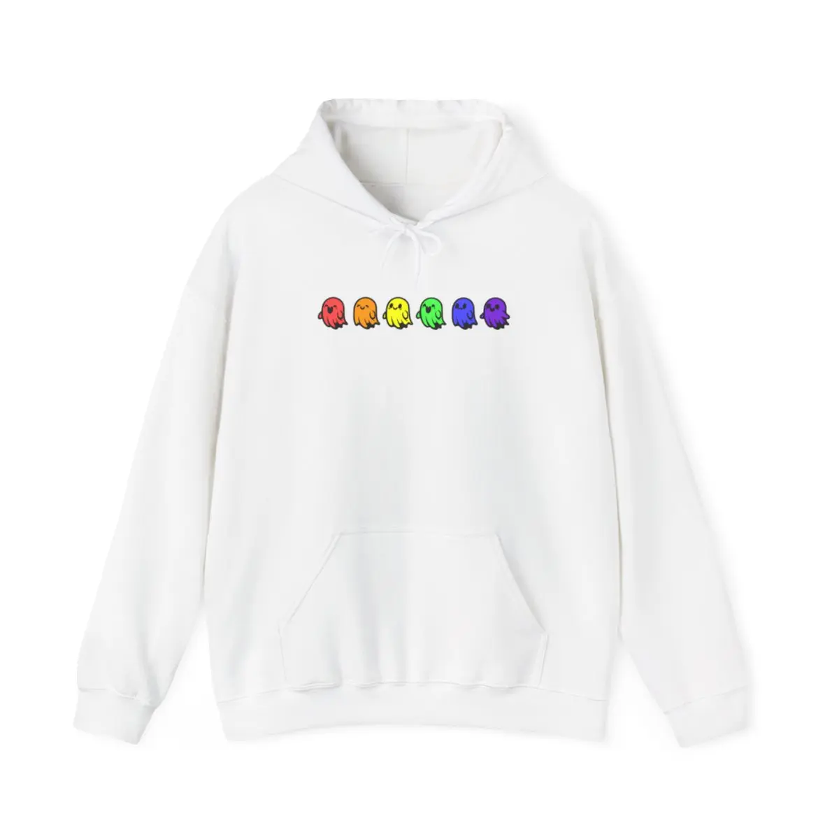 Rainbow Ghosts Hoodie, Halloween Hooded Sweatshirt for Men and Women, Colorful Ghosts Tee, Spooky Unisex Top, Halloween Costume Tee, Rainbow Pride