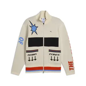 PUMA Mens Special Items Knit Moto Jacket Athletic Outerwear Casual - White