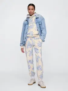 Women Gap Logo Joggers - Blue Floral