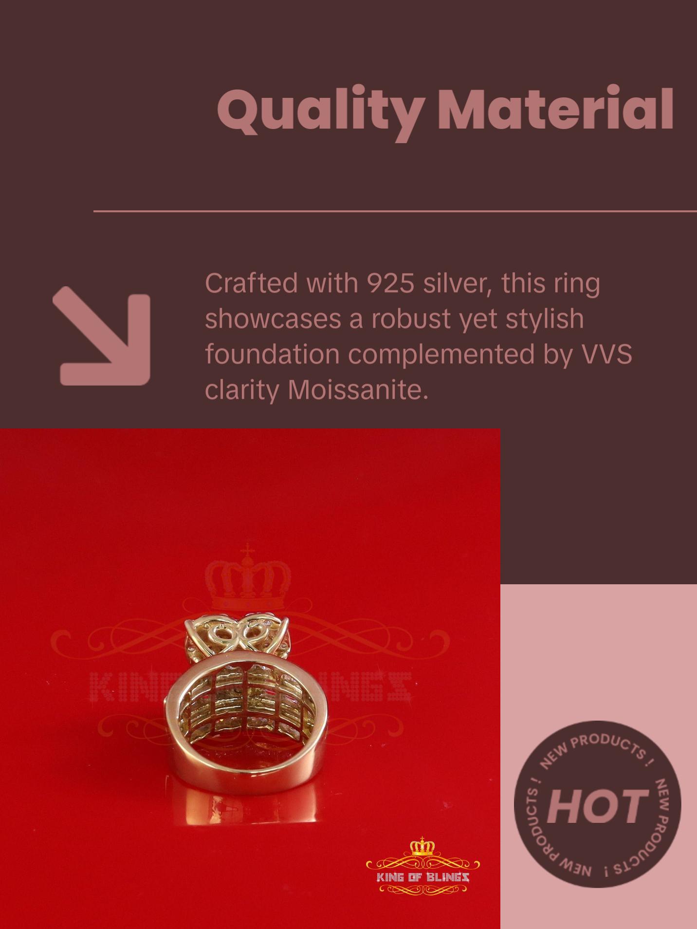 King Of Bling's Women's 4.00ct 925 Silver VVS D Pink Moissanite Yellow Cinderella HEART Ring SZ 8