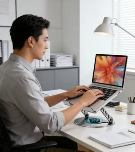360° Rotatable Adjustable Foldable Laptop Stand, Desktop Notebook Holder for 10-17 Inch Laptop Tablet, Large Size