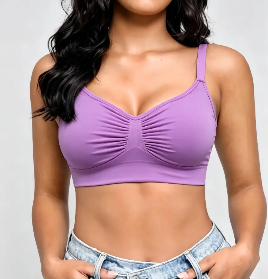 Cotrasen Women Seamless Wireless Sports Bra, Removable Pads High Stretch Breathable Support Yoga Bralette