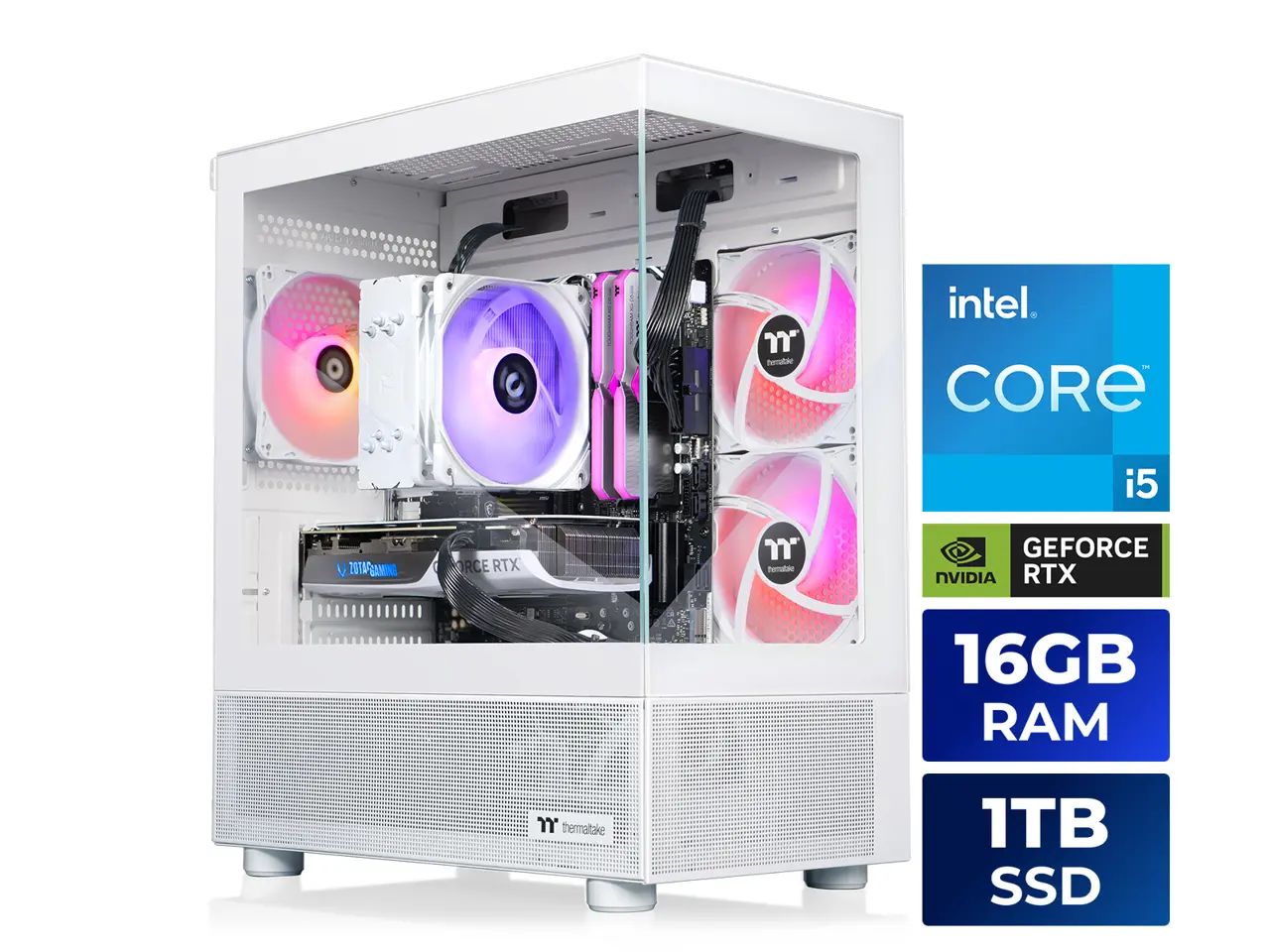 Thermaltake Gaming Desktop PC NE i1460S-V170S Intel Core i5-14400F 16GB DDR4 1TB SSD GeForce RTX 5060 Windows 11 Home