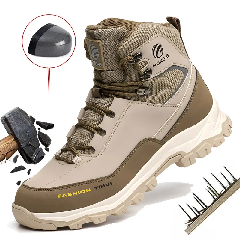 Men's Steel Toe Safety Boots, Minimalist Fabric Work Sneakers for the Outdoors, Lightweight, Breathable, Waterproof & Puncture-Proof, Footwear, Worker, Laces, Athletic, Protective Work Shoes, Fashion, Md, Rubber Work & Safety Footwear