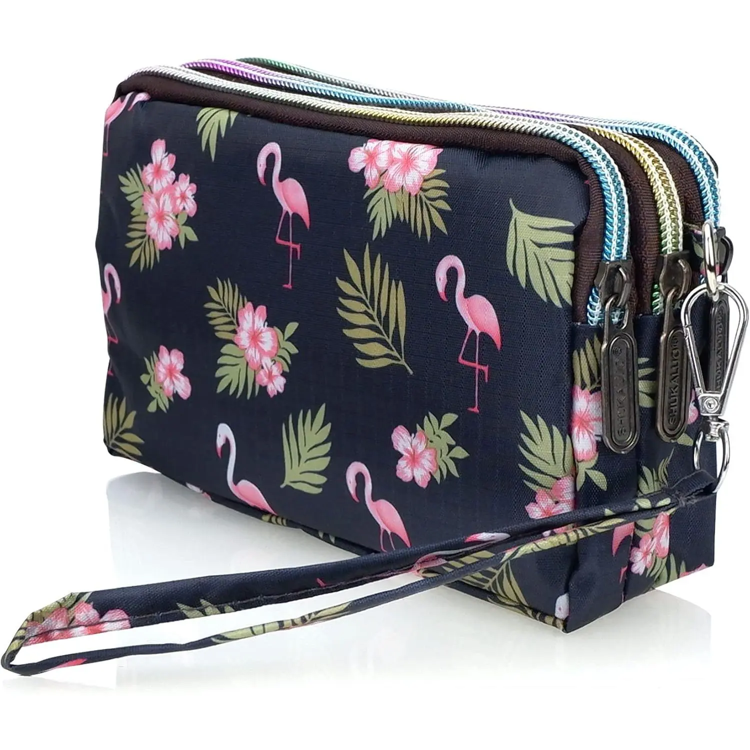 Large Capacity Wristlet Wallets for Women, Printed Nylon Crossbody Clutch Purse, 3 Zipper Cell Phone Wallet for Ladies