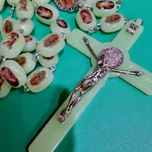Catholic wall rosary different saints large glow in the dark Wall Decor, 50 inches Religious Oval Ornaments