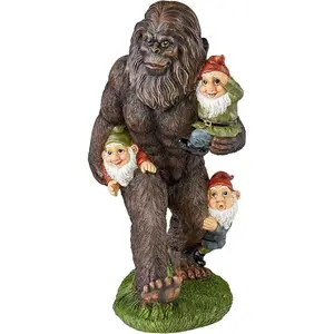 Design Toscano Schlepping The Garden Gnomes Bigfoot Yeti Indoor/Outdoor Garden Statue, 16 Inch Tall, Handcast Polyresin, Painted Full Color Finish