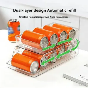 Two-Tier Food-Grade Beverage Organizer, Stackable Drink Storage Rack, Durable Space-Saving Shelf, Home & Commercial Use, Elegant Design, Refrigerator Organizer, Fridge Rack
