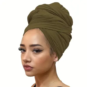 1pc of Ultra-Soft Stretchy Jersey Turban Head Wraps in Long Solid Colors, Designed As African Shawl Hair Scarves That Are Lightweight And Breathable, Perfect for Tying As Headbands for Black Women.