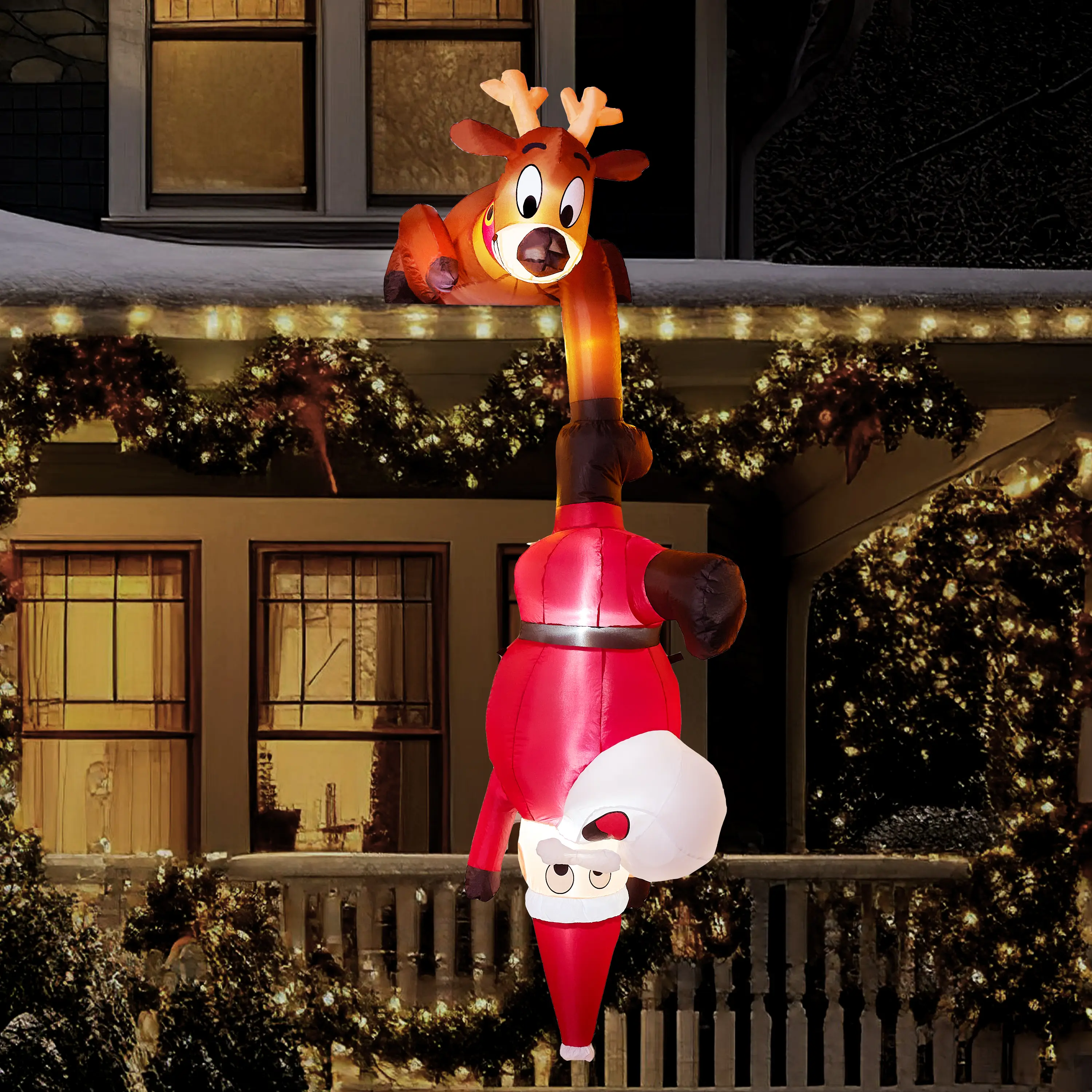 Christmas Gift 8ft Hanging Christmas Inflatables Decoration, Christmas Inflatable Reindeer and Climbing Santa, Blow Up Inflatable with Build-in LED for Xmas Party Indoor, Outdoor, Yard, Garden, Lawn Decor winter decor / 8ft Santa / 5.5ft Santa / 6ft Santa