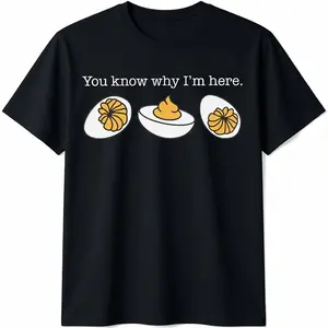 Retro Thanksgiving Dinner You Know Why I'm Here Deviled Egg T-Shirt Casual Fashionable Top Black