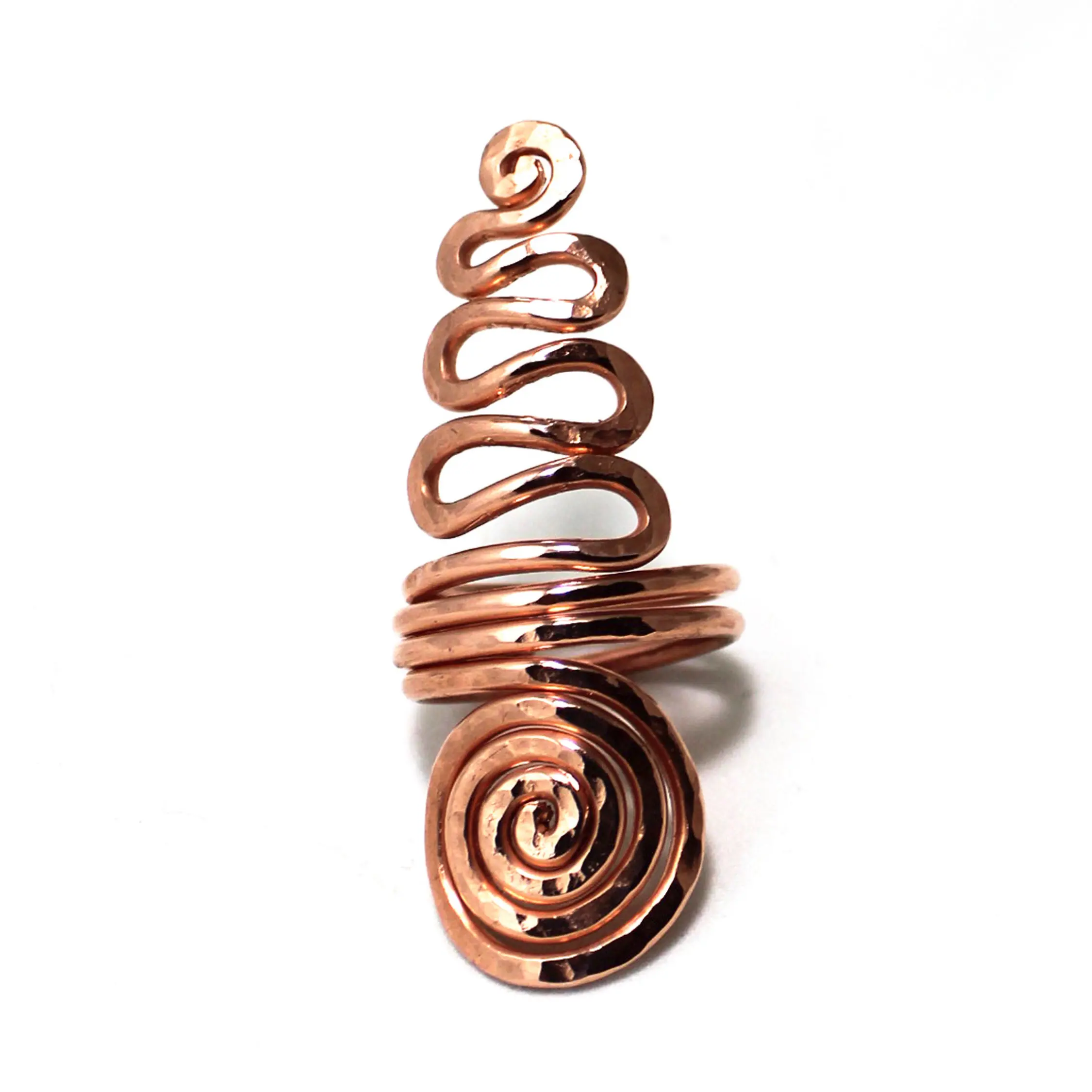 Women's Hand Hammered Copper Spiral Ring, Handcrafted in USA, Durable & Elegant,
