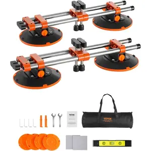 VEVOR Seamless Seam Setter 2 Packs with 6 in Vacuum Suction Cups for Seam Joining Leveling, 530LB Professional Countertop Installation Tool for or Granite, Stone, Marble, Tile Gap Regulator OrangeVEVOR Super Brand Day