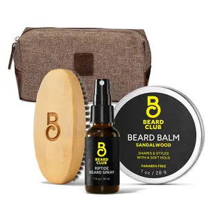 On-The-Go Beard Kit with Aftershave Lotion, Beard Brush, Riptide Spray and Sandalwood Balm