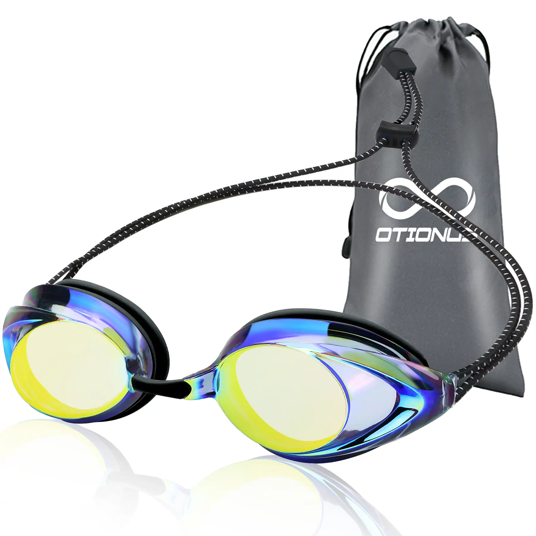 [Deals For You]  Otionus Swim Goggles for Adult Men Women Youth, Bungee Strap Swimming Goggles No Hair Pulling Mirrored/Clear Lens Goggles