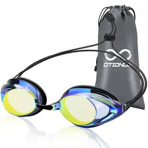 [Creator’s Pick] Otionus Swim Goggles for Adult Men Women Youth, Bungee Strap Swimming Goggles No Hair Pulling Mirrored/Clear Lens Goggles