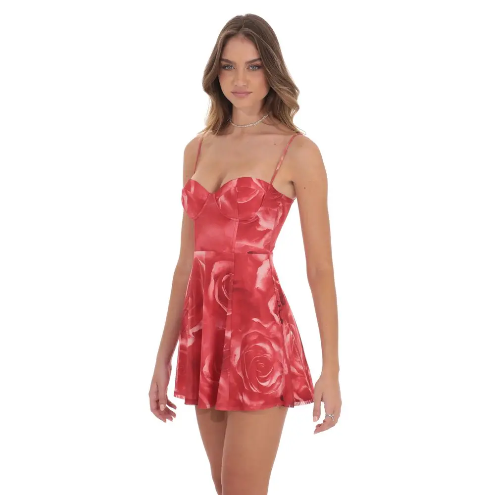 Rose Mesh Corset A-line Dress in Red - TikTok Shop Rose Mesh Corset A-line Dress in Red - TikTok Shop