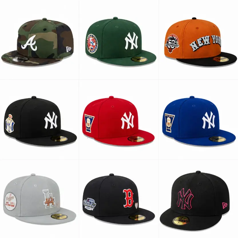 New Era MLB NY Yankees 59FIFTY Flat Brim Cap - Premium Embroidered Logo, Flat Bill, World Series Side Patch, streetwear urban fashion, classic streetwear style, unisex wear