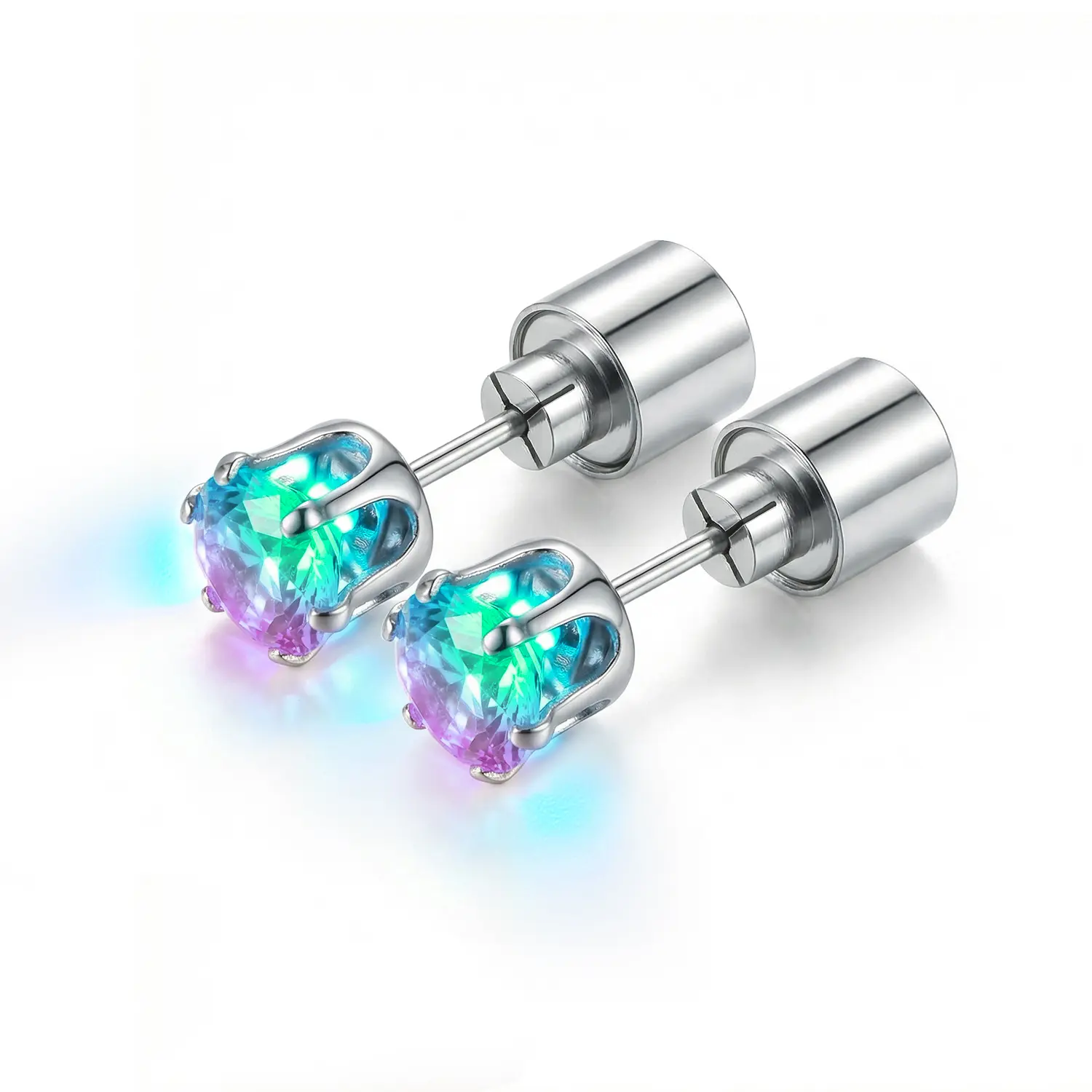 Blinking LED Light-Up Stainless Steel Stud Earrings, Color-Changing Flashing Lights Party Wear for Halloween & Festival Gifts
