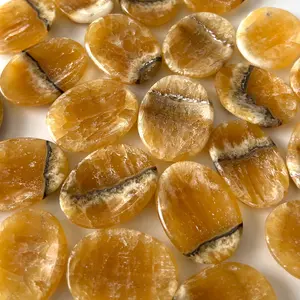 Phantom Zebra Orange Calcite Worry Stone
