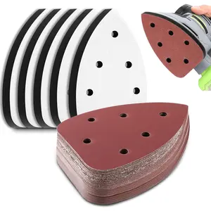 5 Pcs 6 Holes Foam Sanding Pads with 30 Pcs Mouse Sander Sandpaper in 40 80 120 180 240 Grits, Mouse Detail Sanding Interface Pad Compatible with Sander
