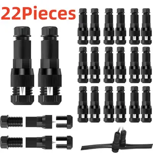 22 Pieces Low Voltage Tap Wire Connectors, Waterproof Wire Connectors for Low Voltage Landscape Lights, Spotlights, Pathway Lights, Electrical Fastener, AWG 14/16/18/20Gauge Wire, Black