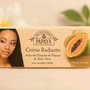 Radiante Papaya Cream for Face and Body with Enzyme de Papaye & Aloe Vera for Normal/Dry Skin 17oz/50g