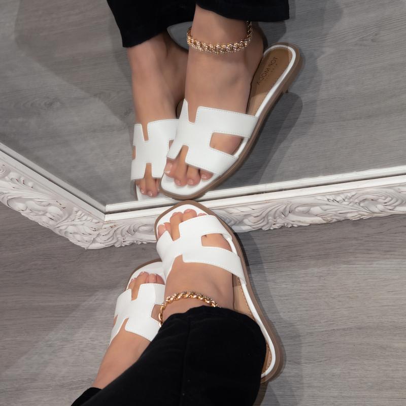 Aeris - Wide Fit Women's Casual Square Toe Slippers with Cushioned Footbed Synthetic Material Lightweight Comfortable Everyday Wear