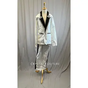 Black and White Suit Jacket and Pants -Rhinestones