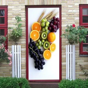 2pcs Fresh Fruit Theme Wall Stickers Creative Kitchen Dining Room Wall Decor Stickers Self Adhesive Removable Fruit Pattern Decals Grape Orange Kiwi Wheat Ear Combination Wall Stickers Home Living Room