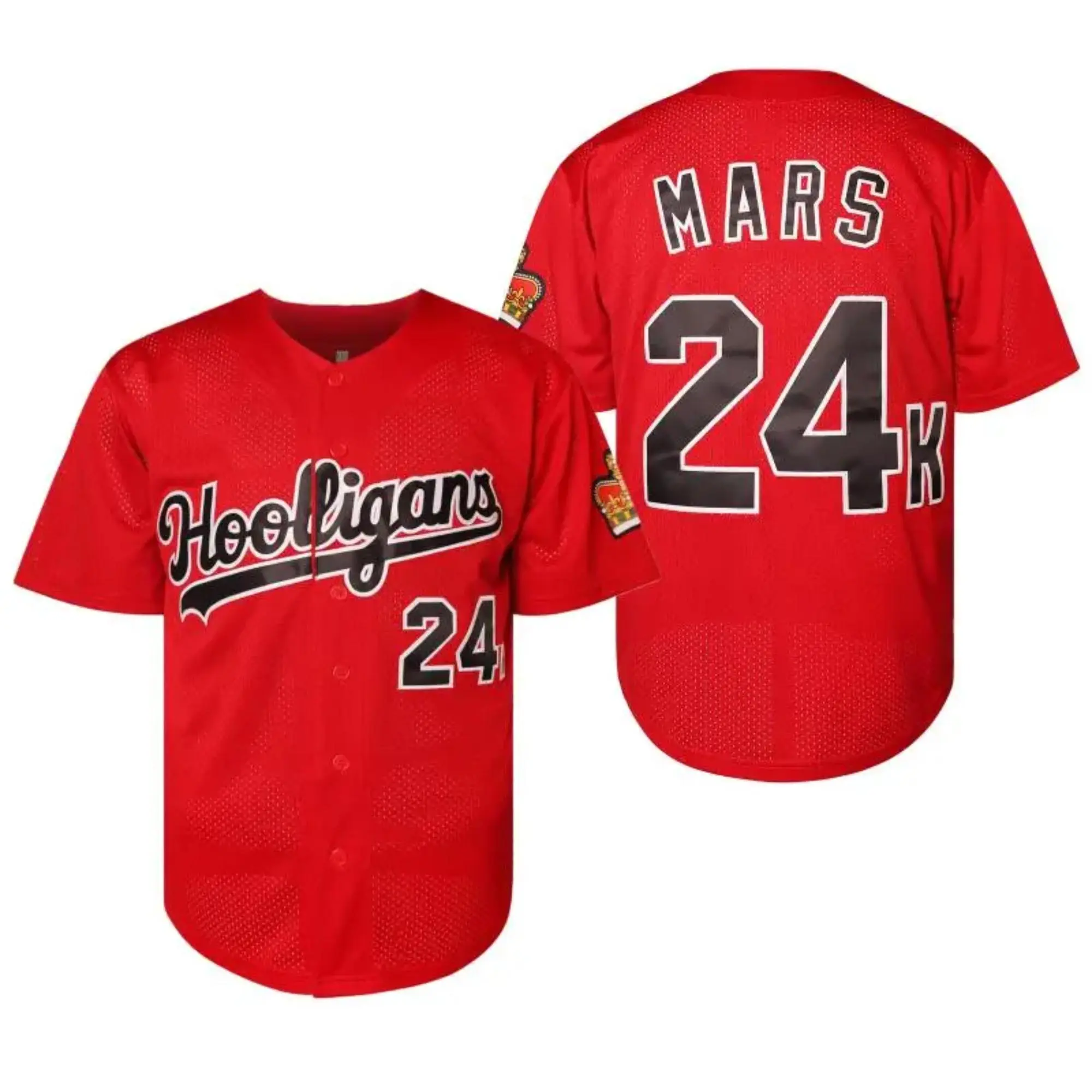 24K baseball jersey, red, embroidered numbers and letters, elastic, comfortable fabric, suitable for baseball lovers' casual wear..