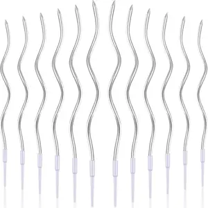 12 count Twisted Birthday Candles Spiral Metallic Cupcake Thin Long Cake Candles with Holders for Birthday Wedding Party()