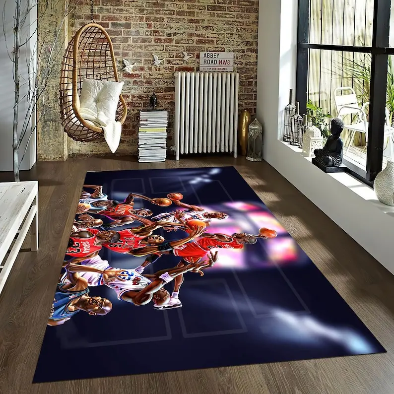 Basketball Rug, Sports Rug, NBA Fan, Modern Rug, Popular Rug, Custom Rug, Area Rug, Salon Rug, Living Room Rug, Popular Rug