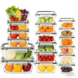 18 Pack Airtight Glass Meal Prep Jars,Office Lunch Food Storage Containers,BPA Free Microwave Oven Freezer Dishwasher Safe