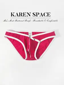 Men's Mesh Triangle Underwear, Breathable Thin Colorful Briefs, Comfortable Fitted Men's Panties, Creative Men's Innerwear