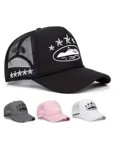 Men's 1PC Five Pointed Star Embroidered Truck Driver Hat, Fashionable Baseball Hat for Outdoor Sun Protection, Casual Mesh Hat Suitable for Spring and Autumn Holidays, Outdoor Sports Hat