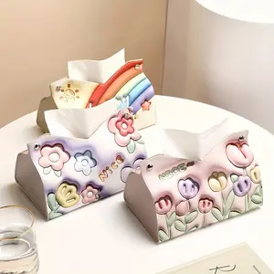 Oil Painting Rose Tissue Box - Sophisticated Artistic Holder for Living Room, Desk or Car, a Decorative Storage Case that Elevates Everyday Essentials