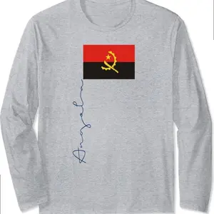 Angola Flag Navy Pole Signature Long Sleeve T-shirt