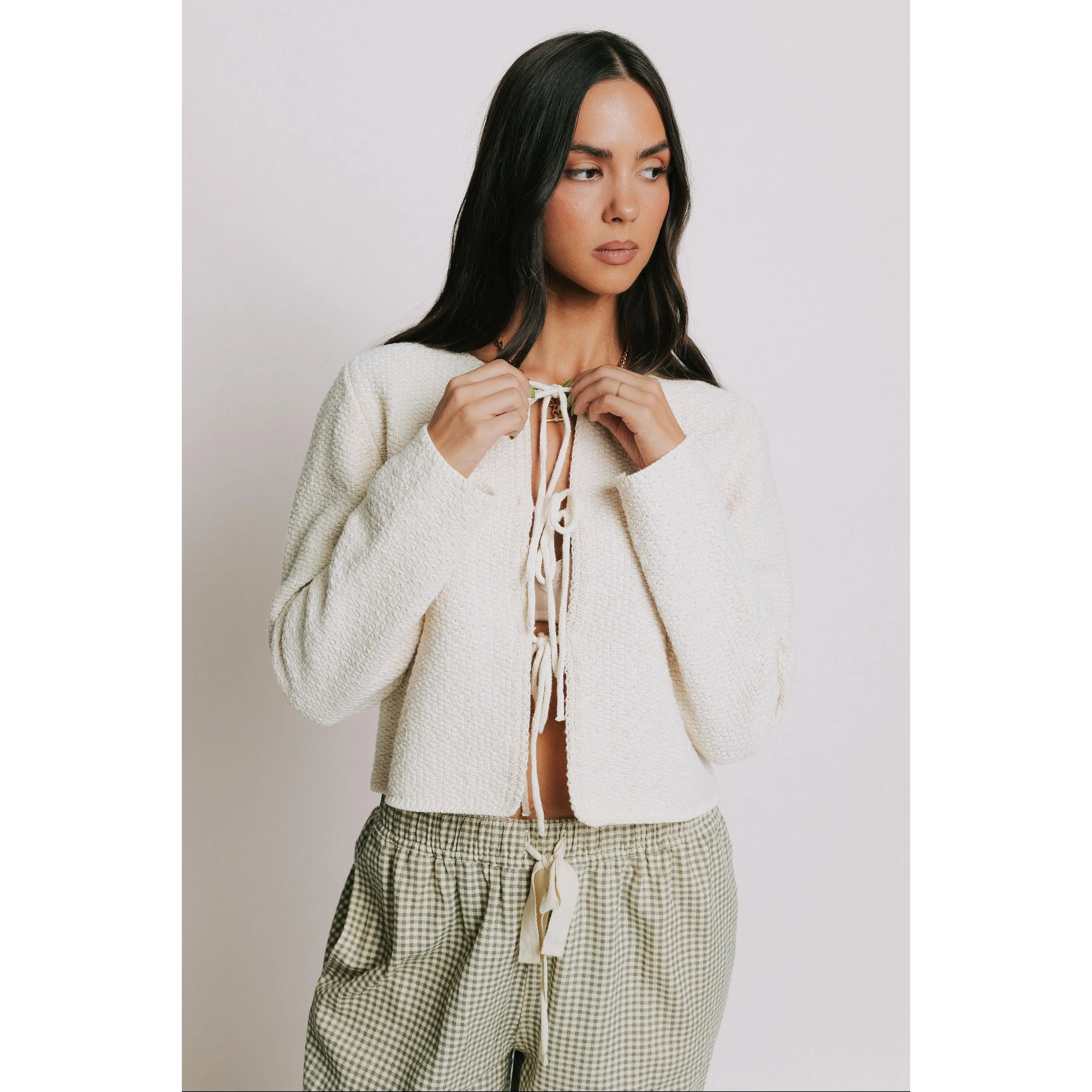 Women's Chic Comfy Long-Sleeve Tie-It-In-A-Bow Knitwear Cardigan