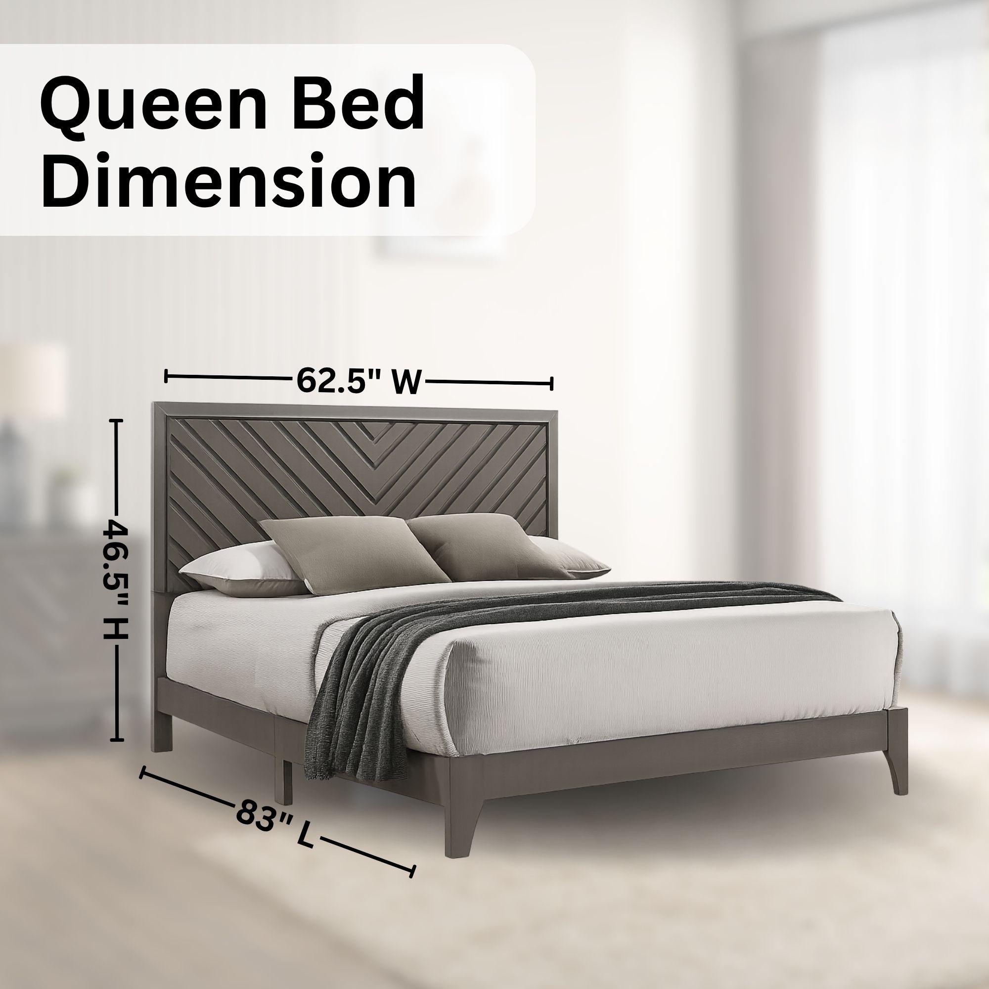 Chevron Rustic Wood Bed Frame with Chevron Pattern Headboard by Furniture of America