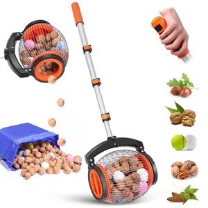 Rolling Nut Collector, Manual Ball Picker, 1.8 Gallon Capacity, Multi-Functional Wheel Picker for Walnuts, Chestnuts, Acorns, Golf Balls