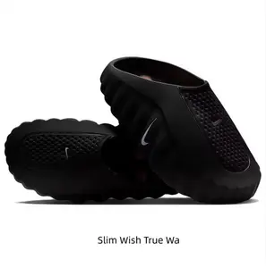 Black Thick-Soled Massage Slides, Orange Spherical Outsole, Breathable Fabric Upper, Pre-Game Recovery Tech Mules