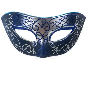 Masquerade Mask for Men Vintage Venetian Mardi Gras Halloween Christmas Party Masks (Blue Silver)