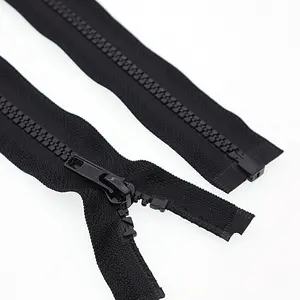 2 count #5 28 Inch Separating Jacket Zippers, Black Molded Plastic Zipper Bulk for Sewing Crafts Coats Bags