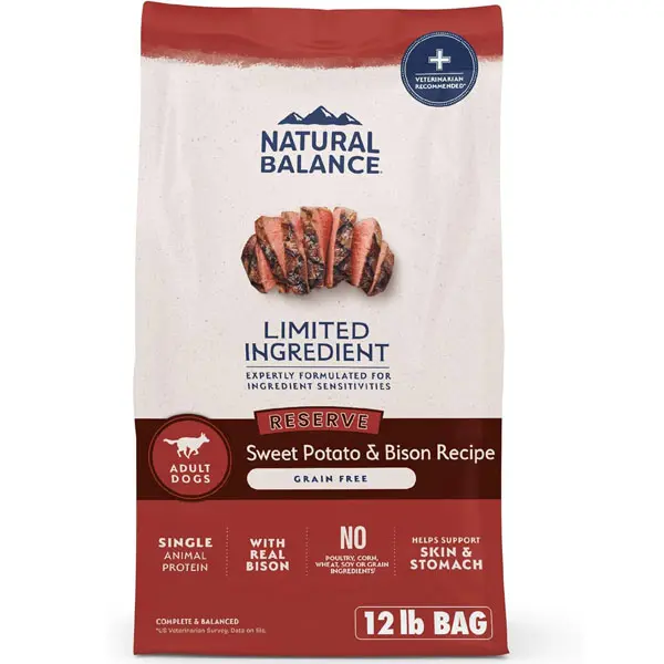 Natural Balance Limited Ingredient Adult Grain-Free Dry Dog Food, Reserve Sweet Potato & Bison Recipe, 12 Pound (Pack of 1)